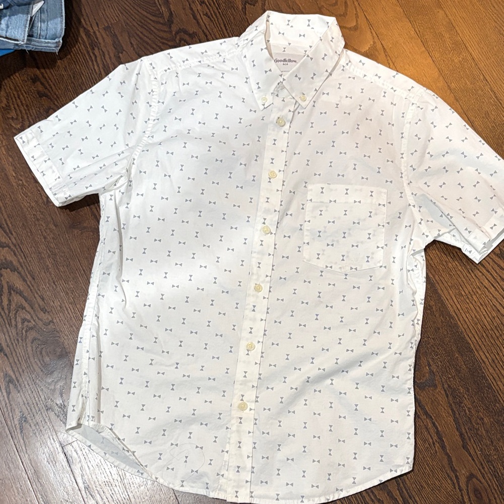 Goodfellow & Co White and Blue Patterned Men's Shirt